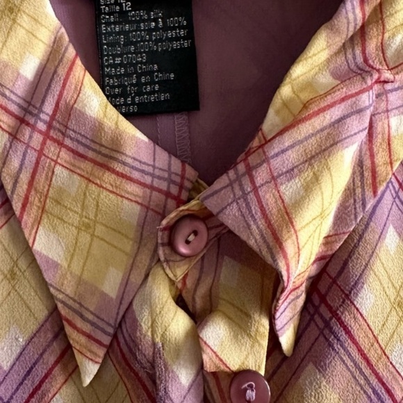 Vintage silk plaid blouse - Picture 4 of 6